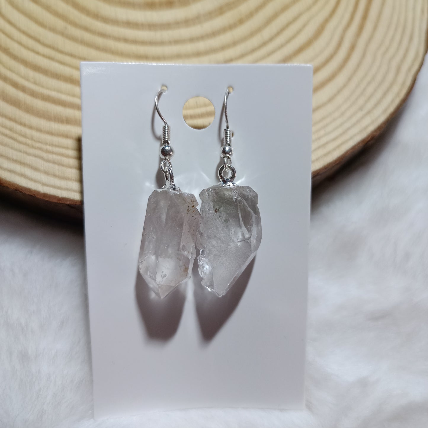 Pendientes de Punta de Cuarzo Cristal