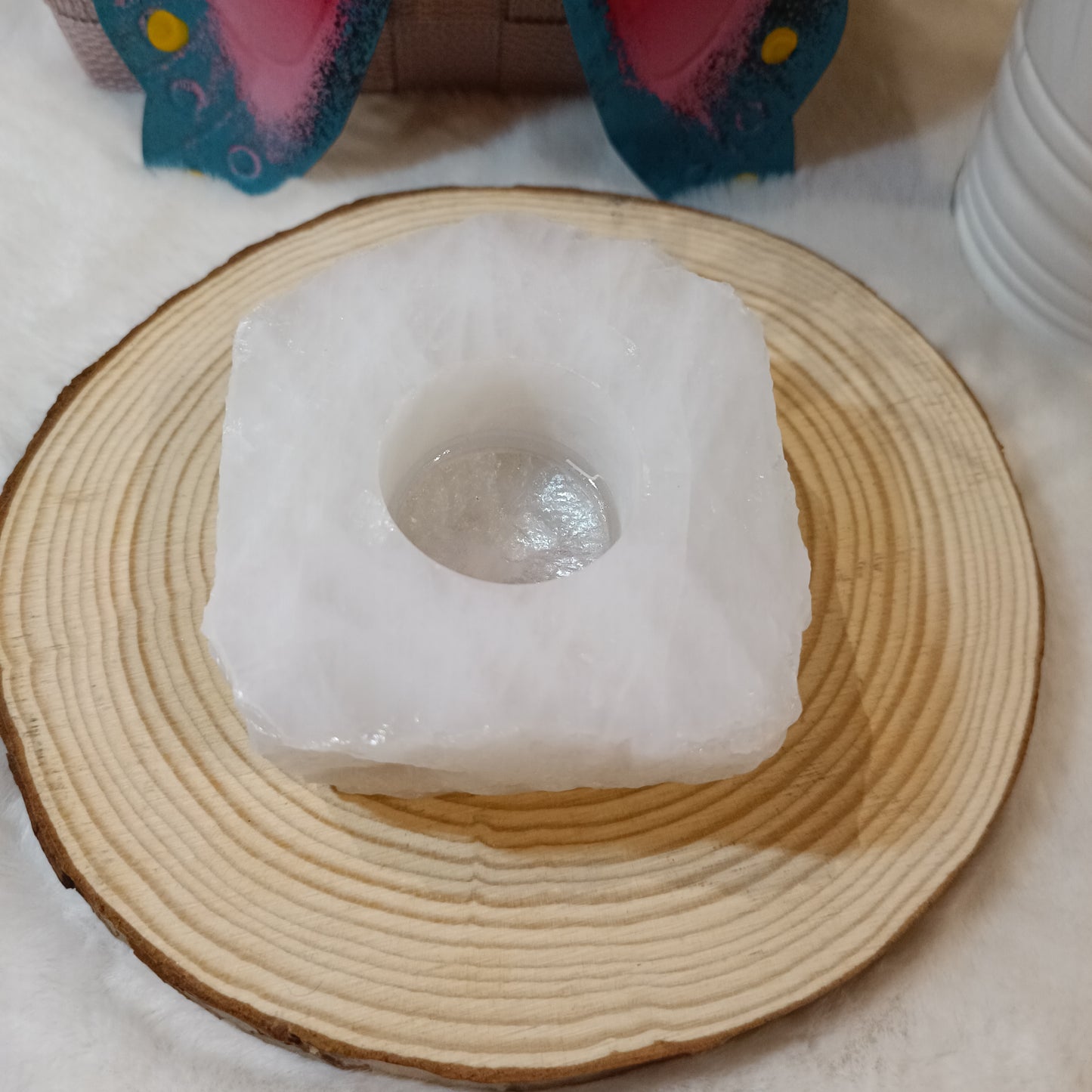 Portavelas de Cuarzo Cristal de Roca