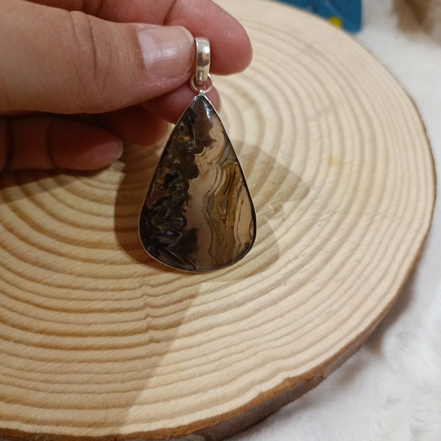 Colgante de Àgata y Plata 1° Ley Alta Calidad.