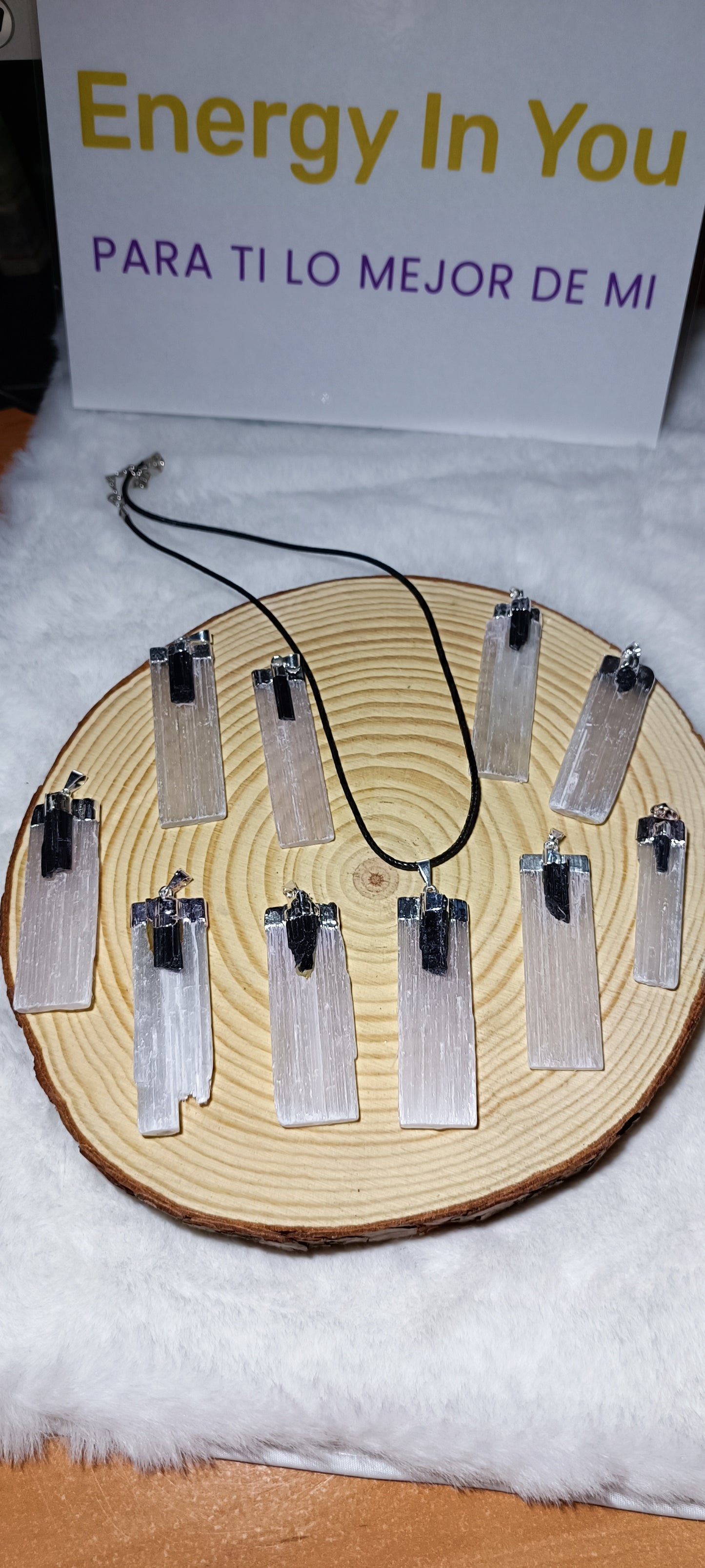 Colgante Selenita con Turmalina