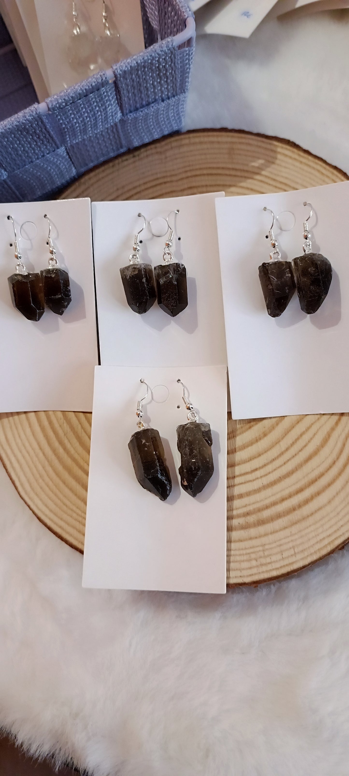 Pendientes Punta de Cuarzo Ahumado