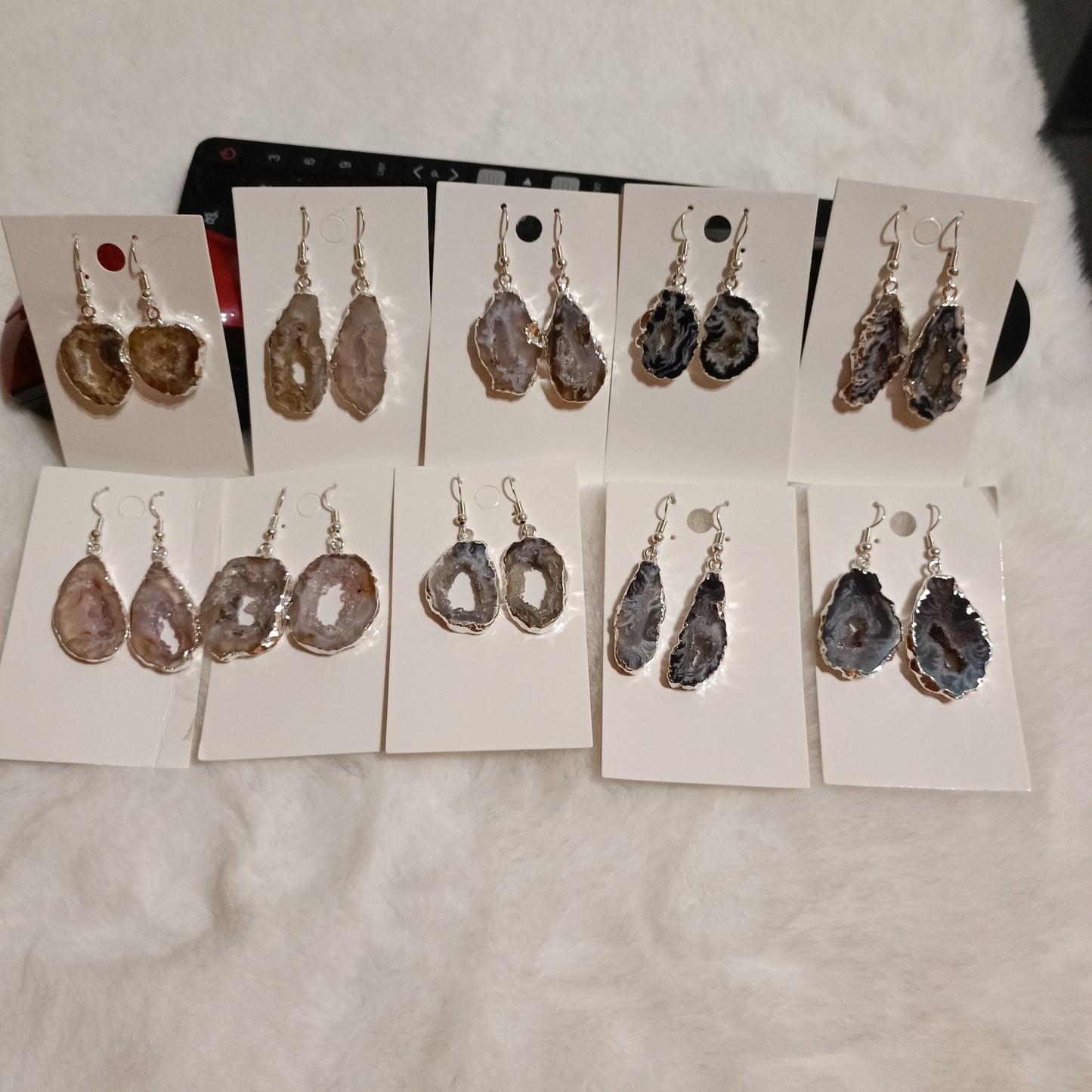 Pendientes Drusa de Àgata en Plateado