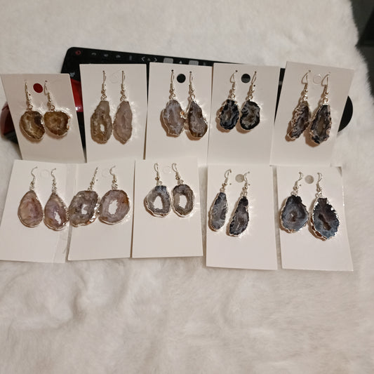 Pendientes Drusa de Àgata en Plateado