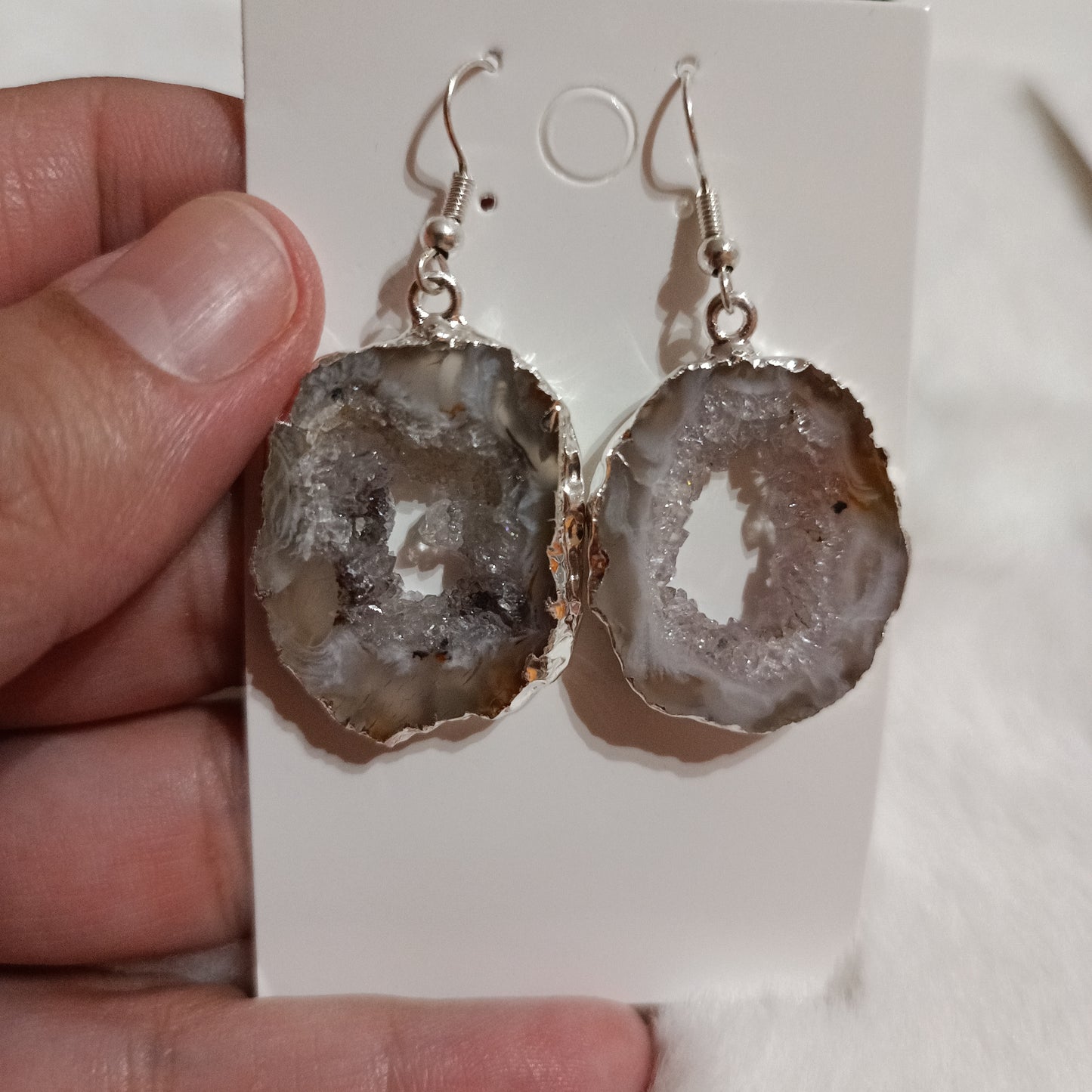 Pendientes Drusa de Àgata en Plateado