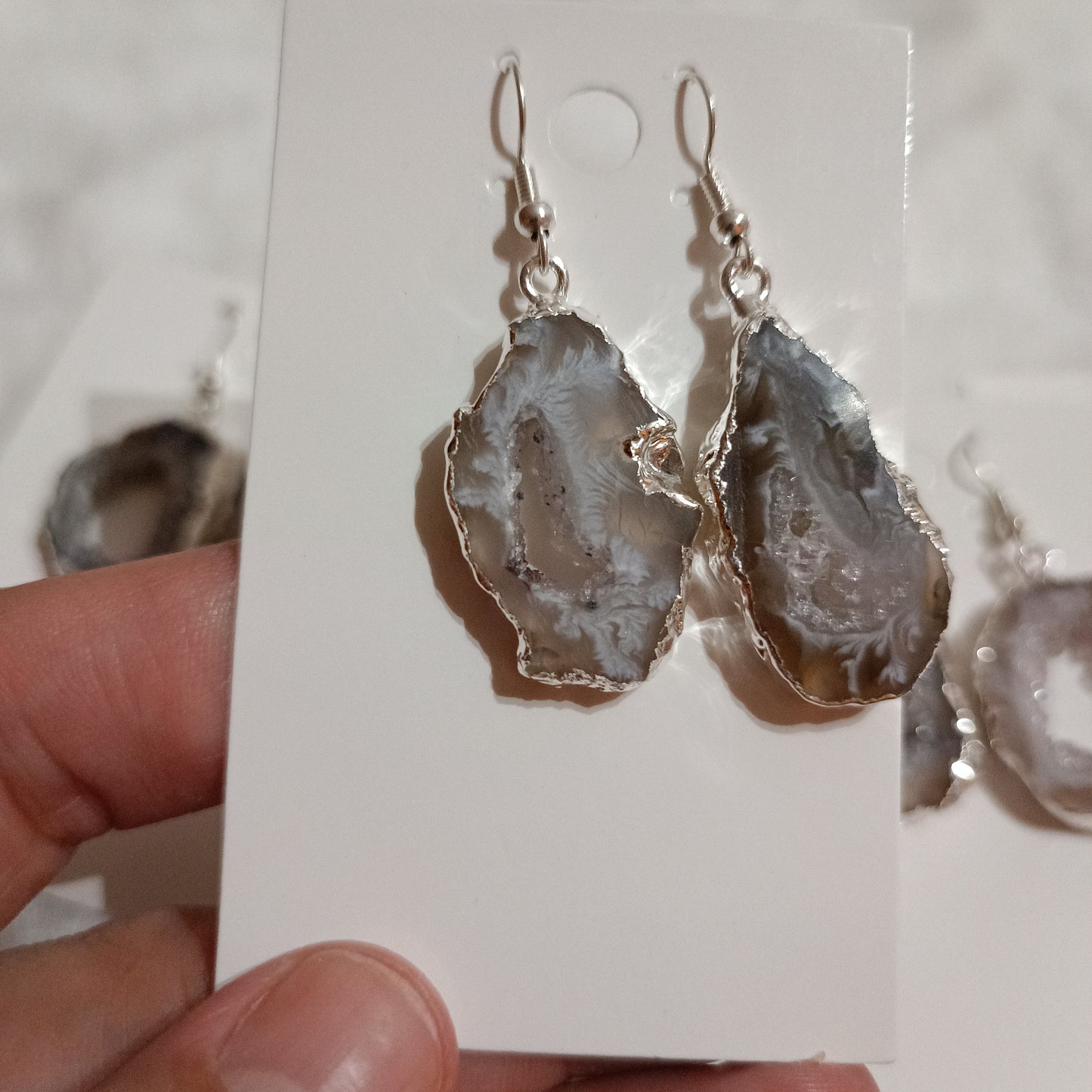 Pendientes Drusa de Àgata en Plateado