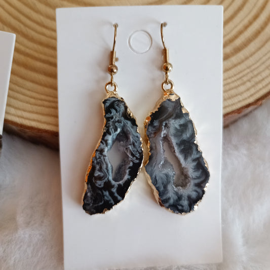 Pendientes de Drusa de Agata en Dorado