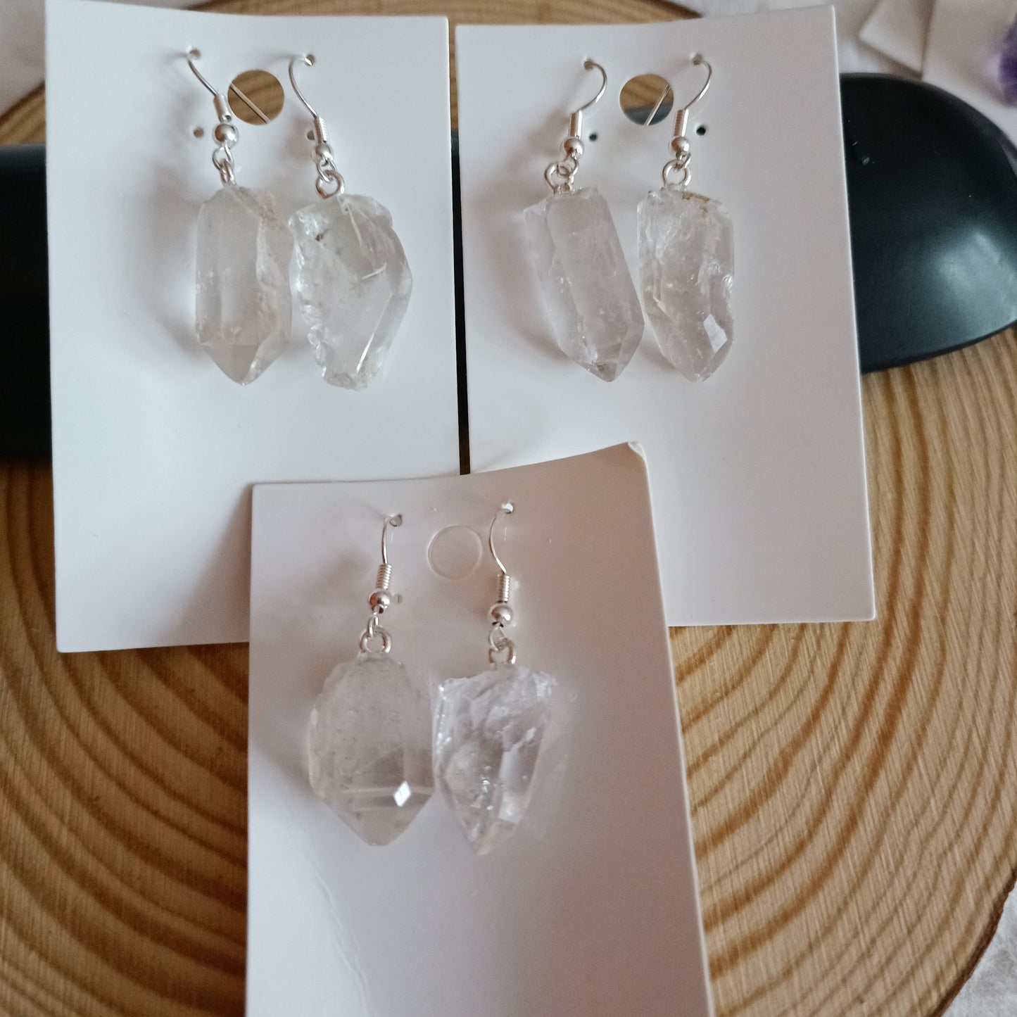 Pendientes de Punta de Cuarzo Cristal