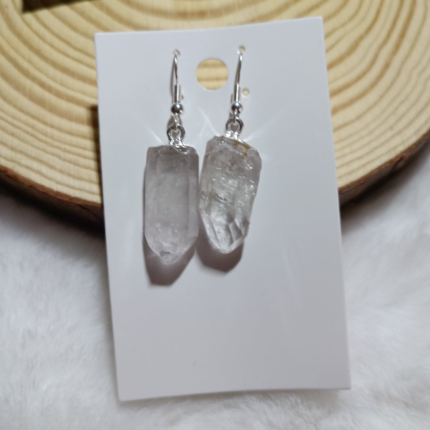 Pendientes de Punta de Cuarzo Cristal