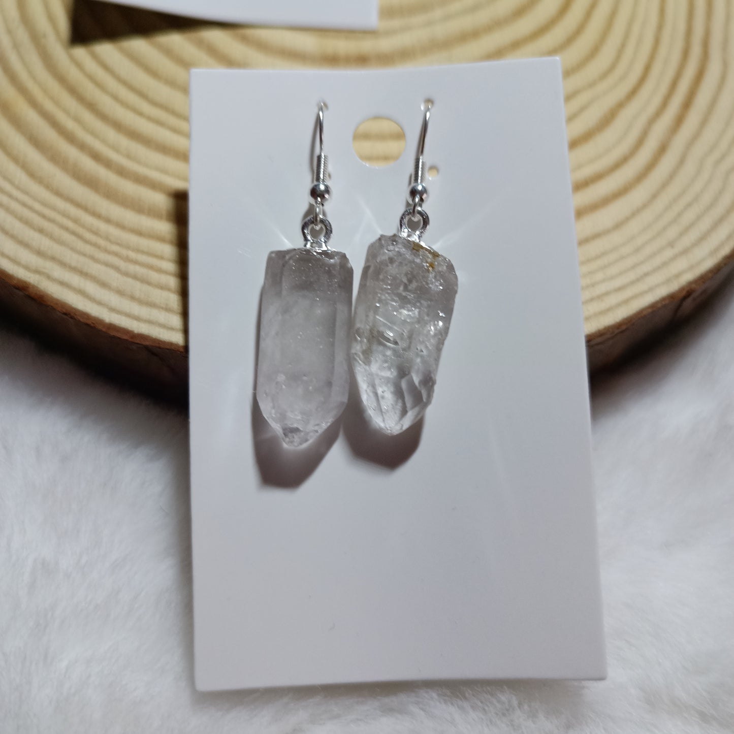 Pendientes de Punta de Cuarzo Cristal