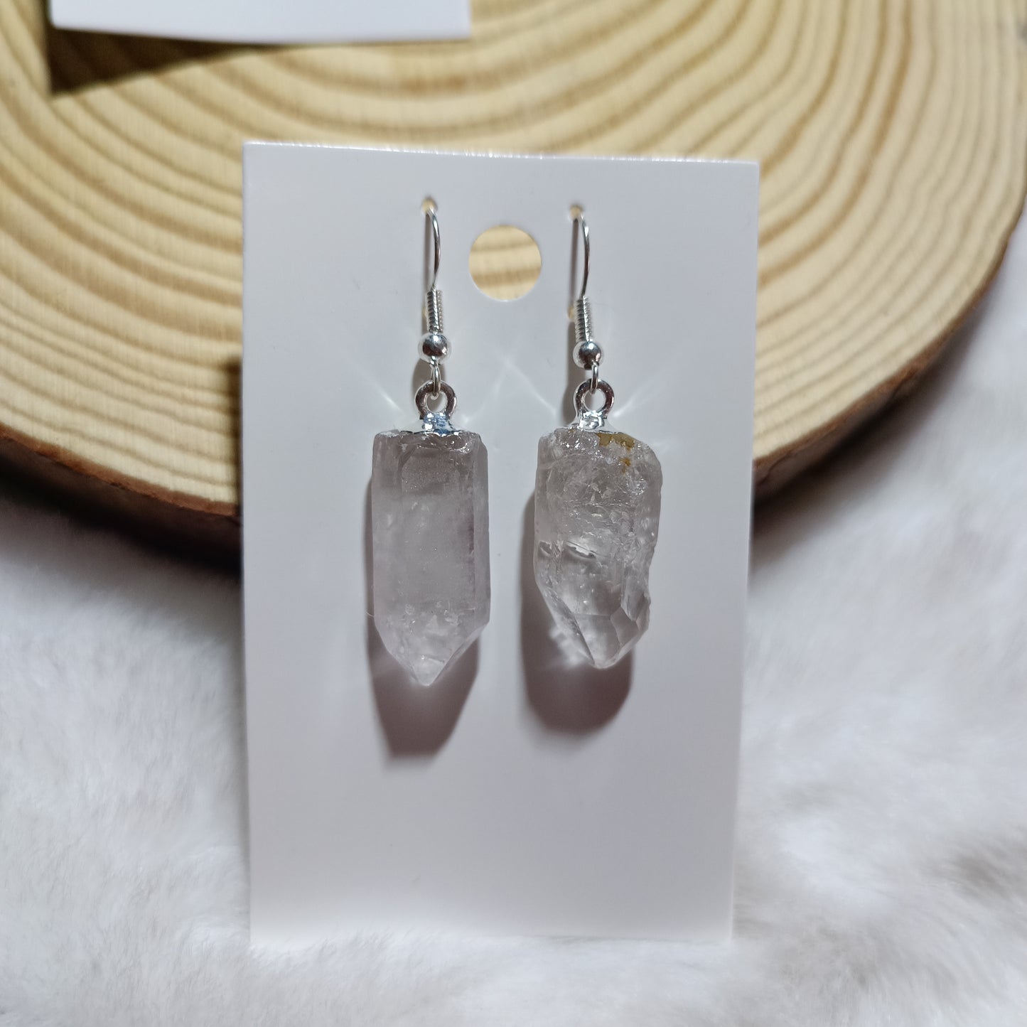 Pendientes de Punta de Cuarzo Cristal