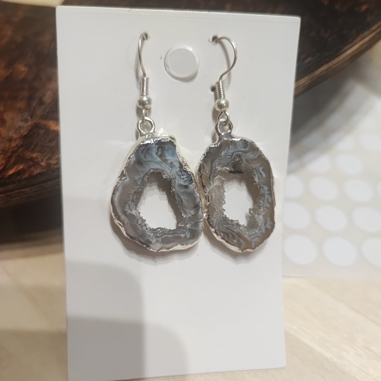 Pendientes Drusa de Àgata en Plateado