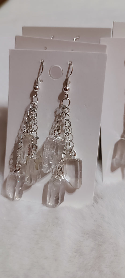 Pendientes 3 Cuarzos Cristal de Roca