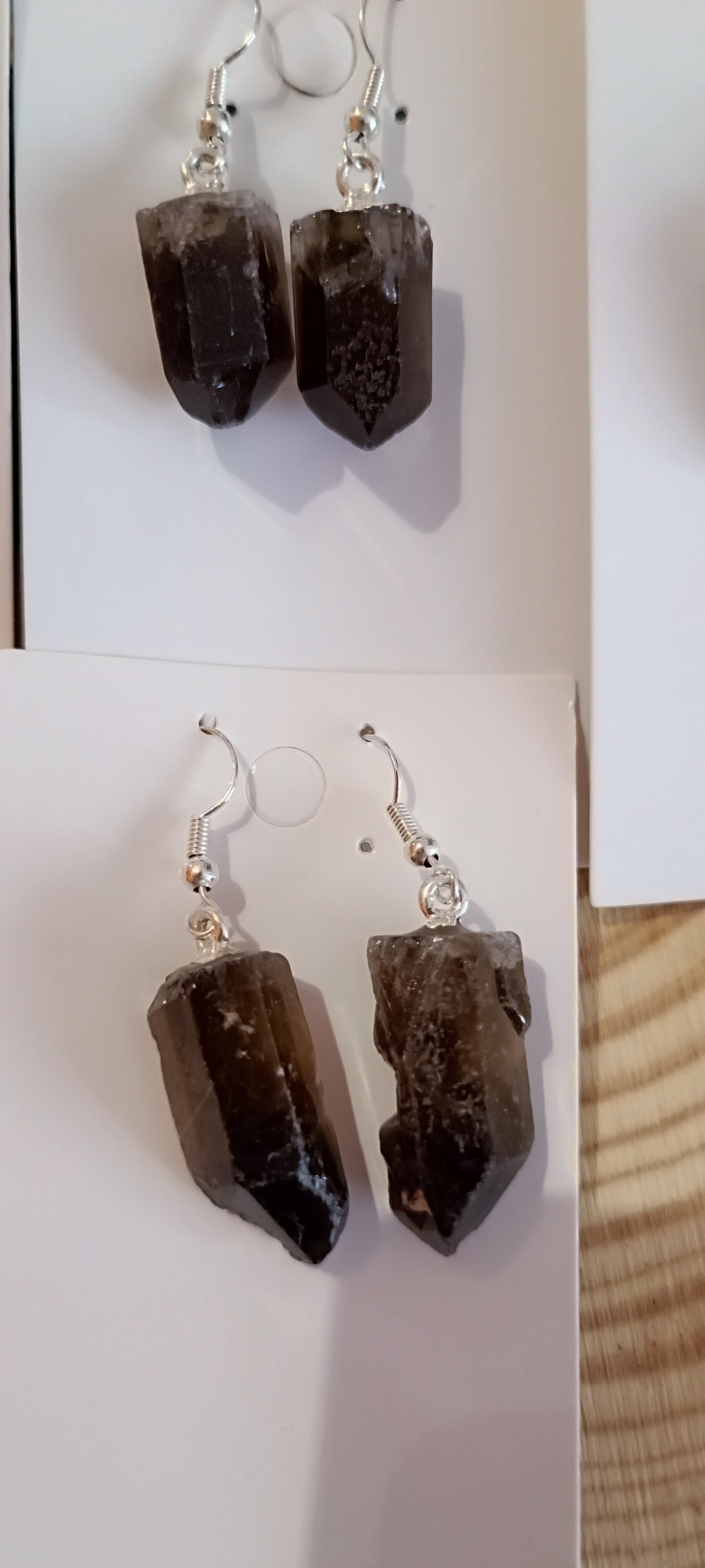 Pendientes Punta de Cuarzo Ahumado