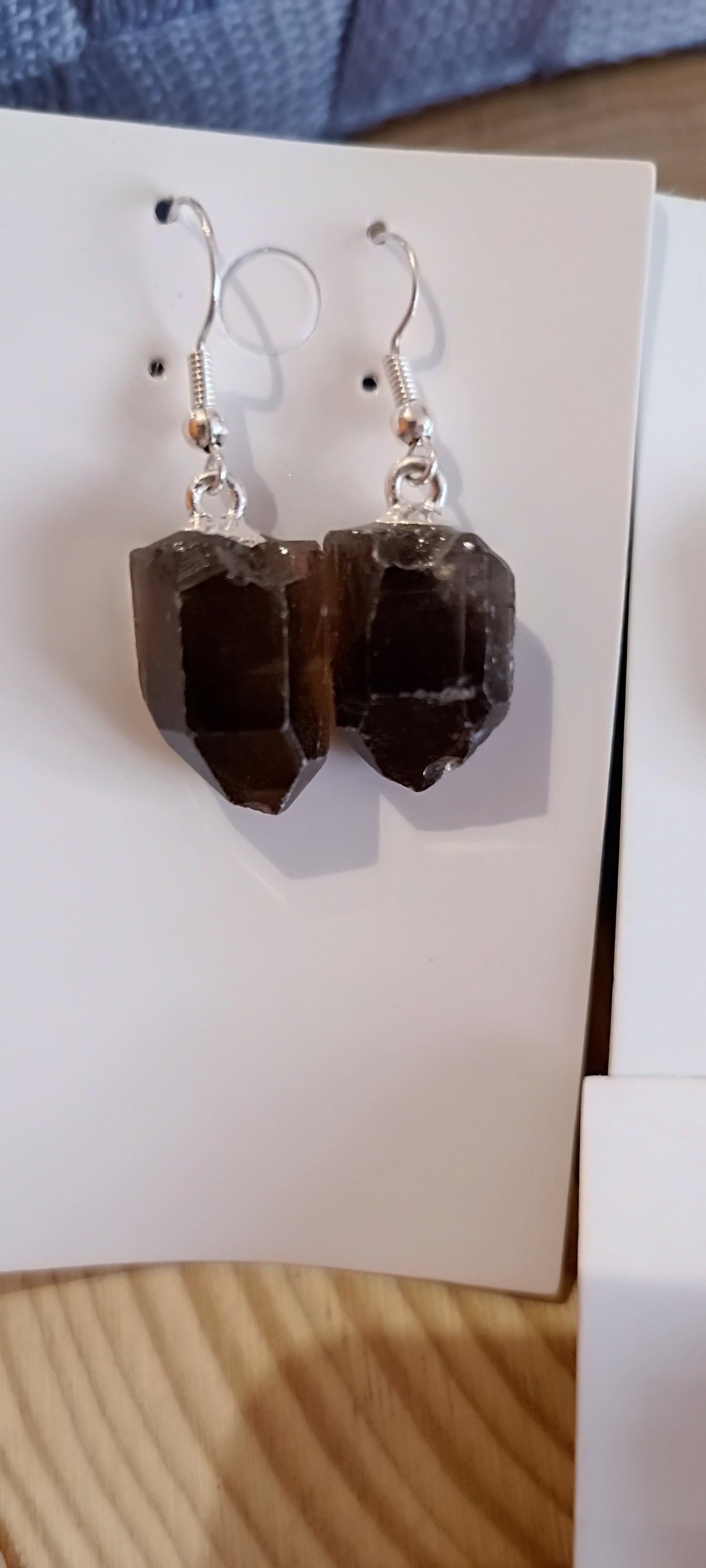 Pendientes Punta de Cuarzo Ahumado