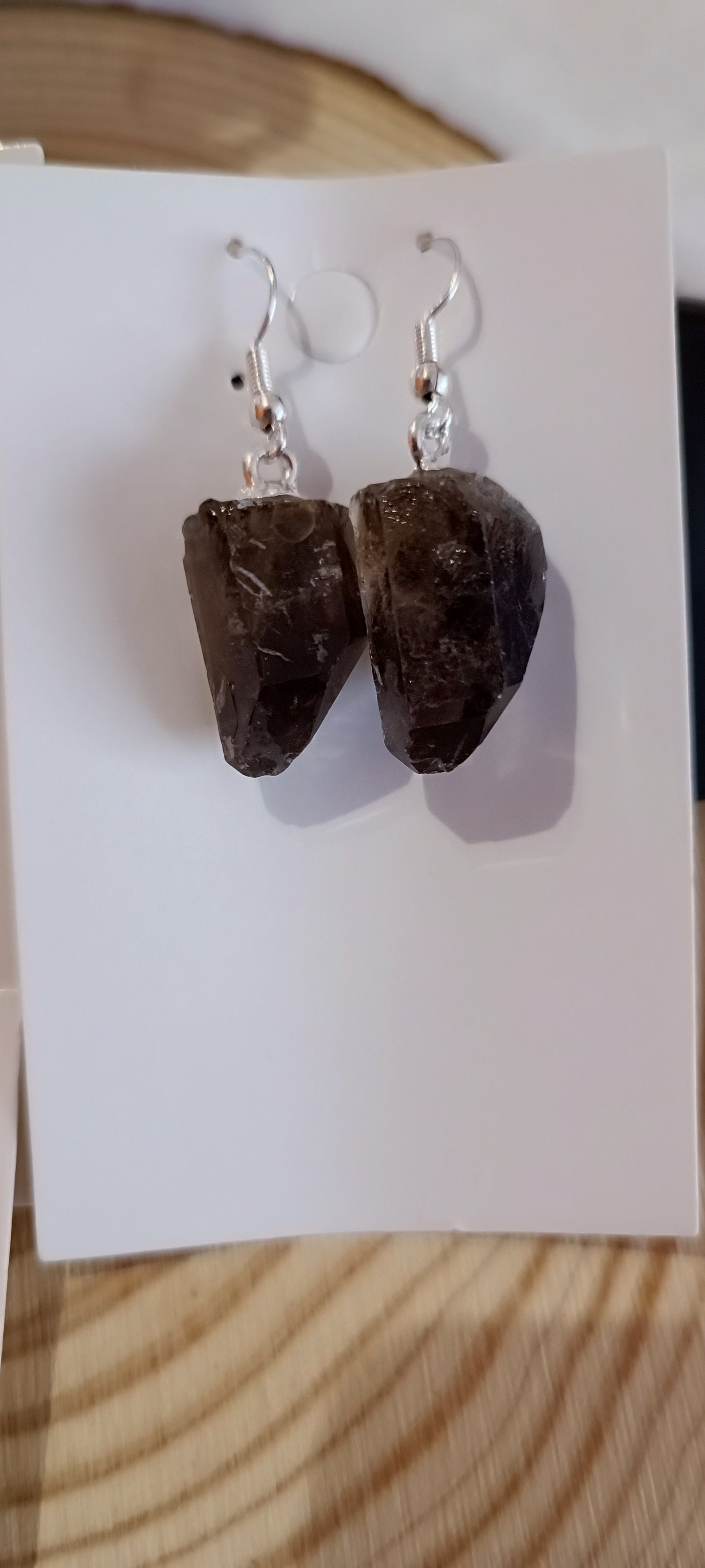 Pendientes Punta de Cuarzo Ahumado