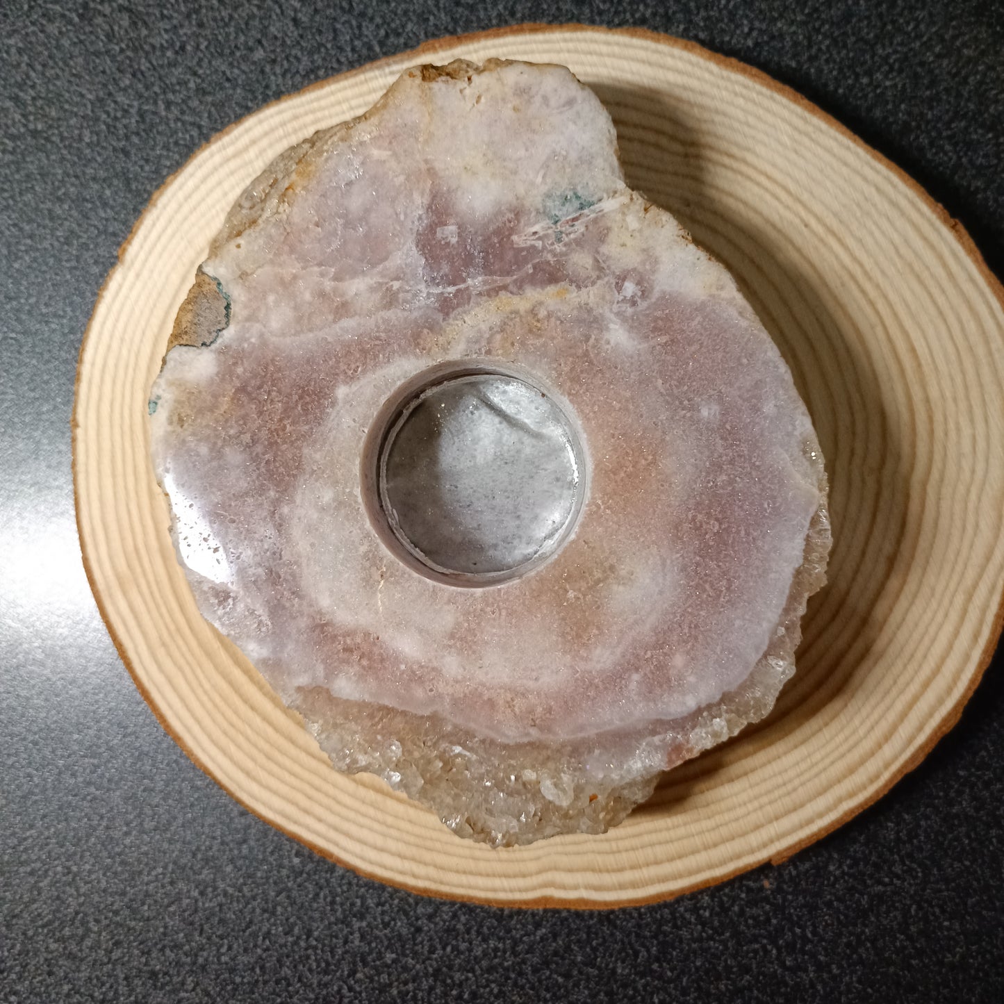 Portavelas de Amatista Rosa