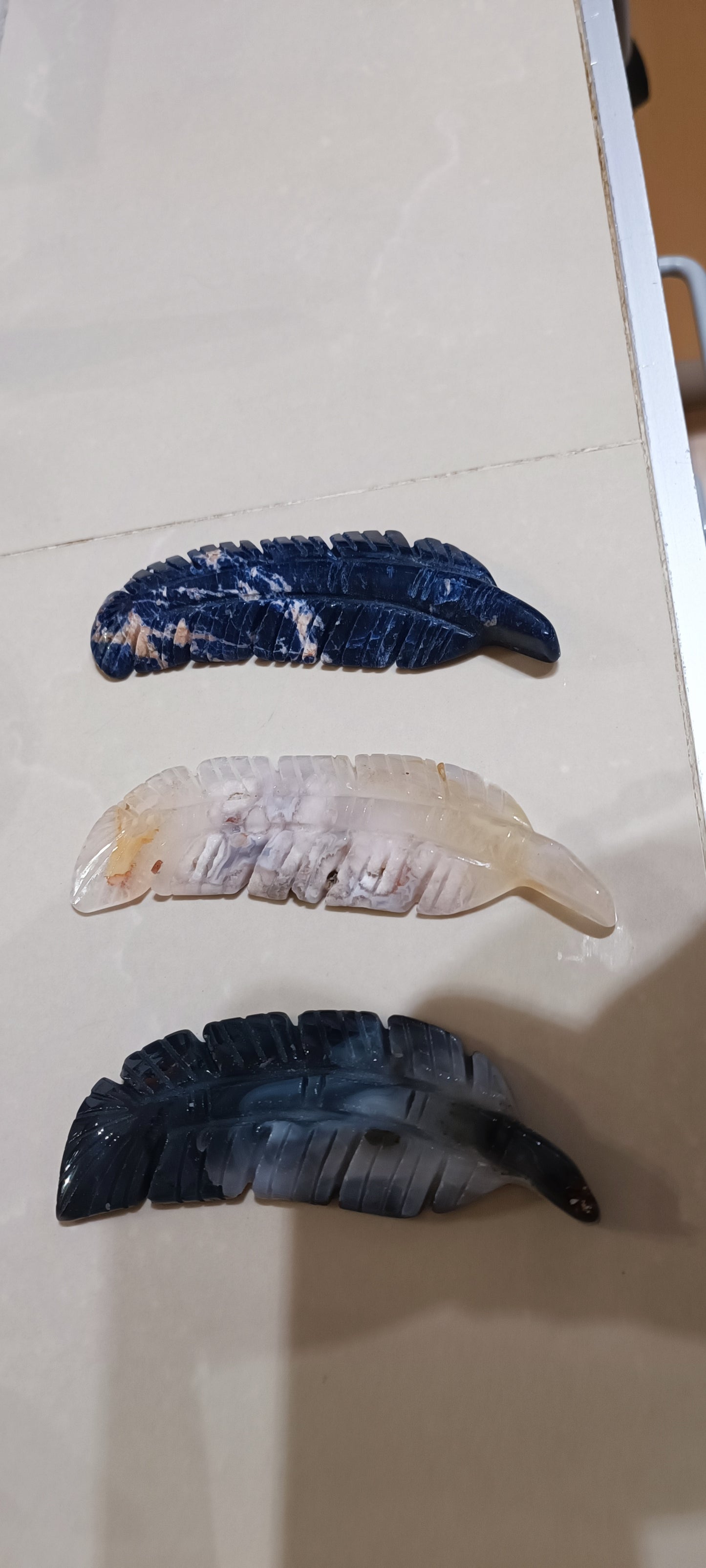 Pluma en varios minerales